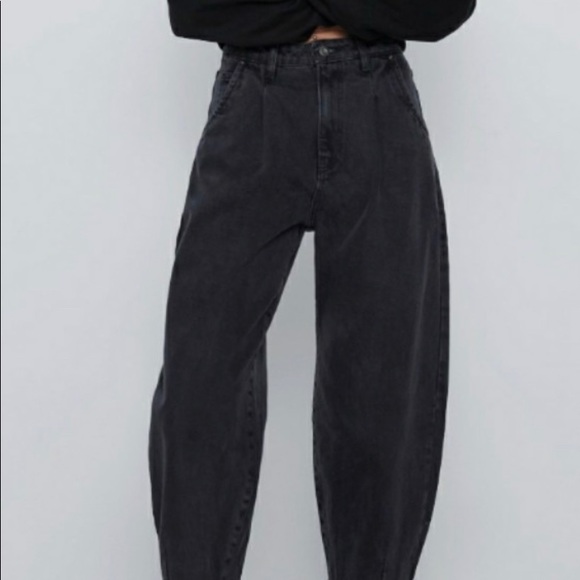 zara black paper bag baggy denim - Picture 4 of 12